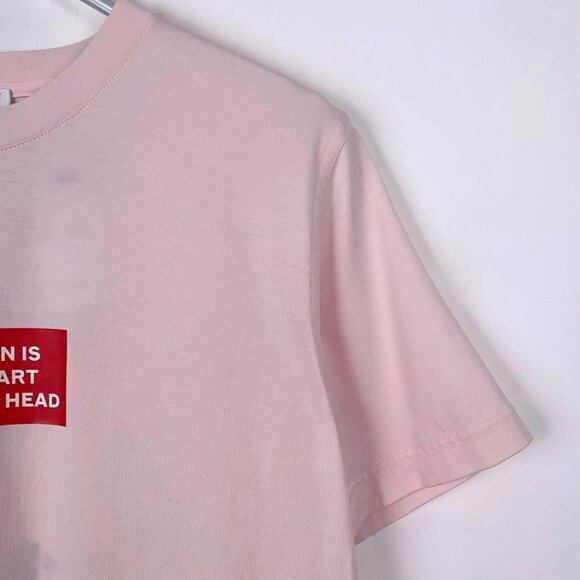 Burberry Pink Crewneck Cotton T-Shirt With Red "My Crown" Graphic Short Sleeves - Picture 7 of 7